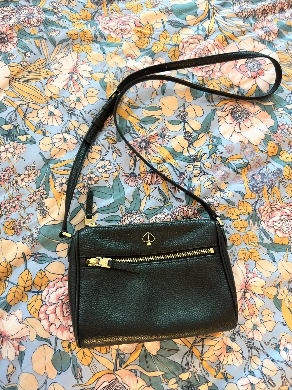 kate spade Black Pebbled Leather Gold-Accent Crossbody Bag